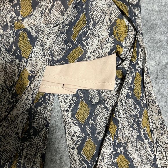 Alice Blue Skirt Women's M Tan Animal Print Snakeskin Midi A-line Slit Hem Lined - Picture 10 of 14